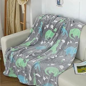 Glow in dark dinosaur print blanket